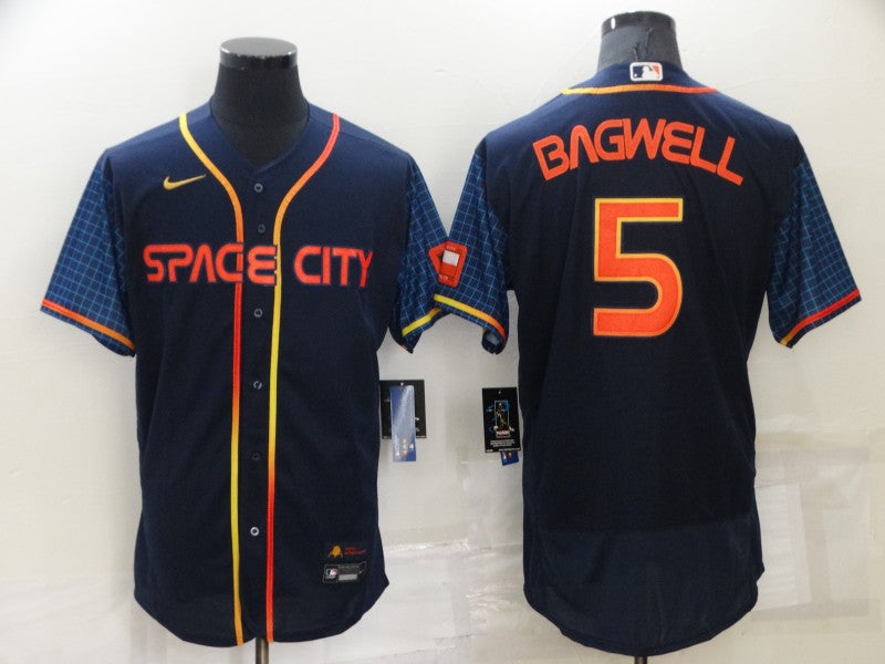 Men’s Houston Astros Jeff Bagwell #5 Navy Space City Jersey