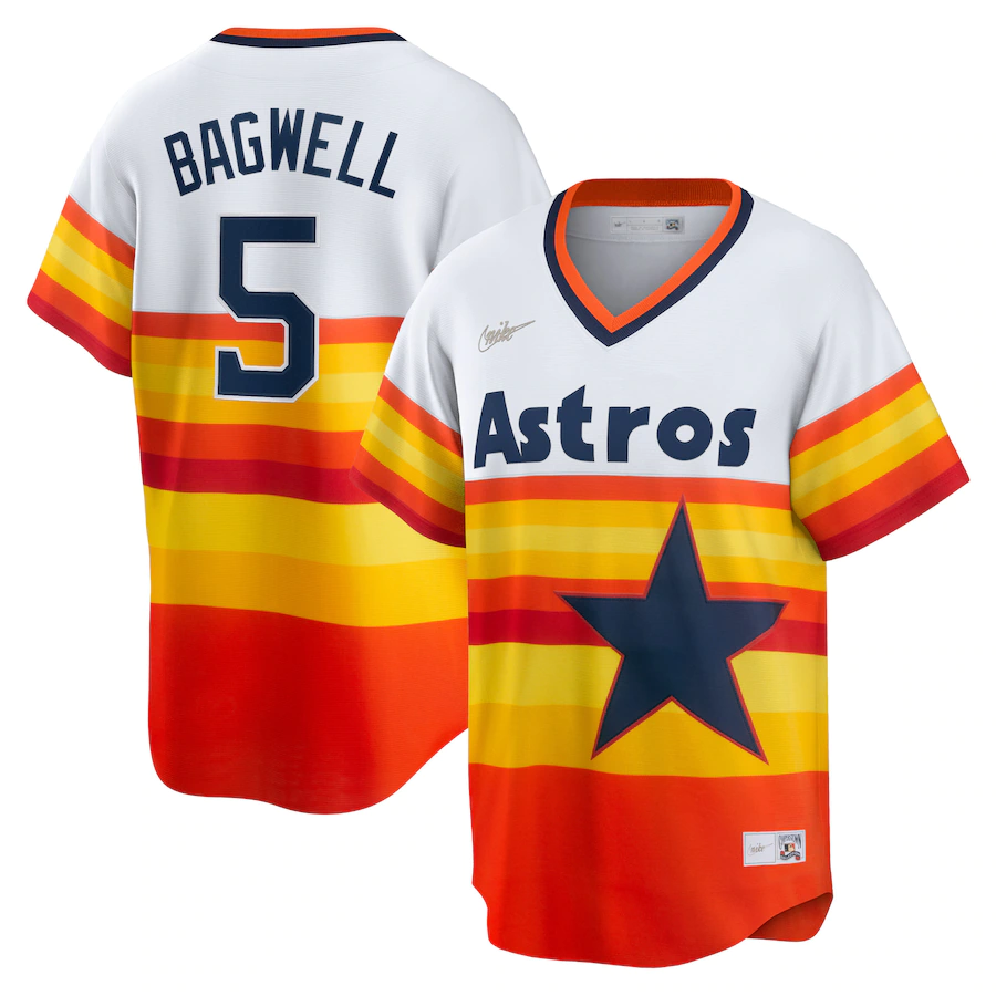 Men’s Houston Astros Jeff Bagwell #5 White Home Cooperstown Collection Jersey