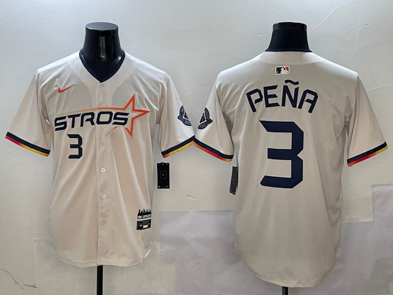 Men’s Houston Astros Jeremy Pena #3 Cream 2025 City Connect Limited Jersey