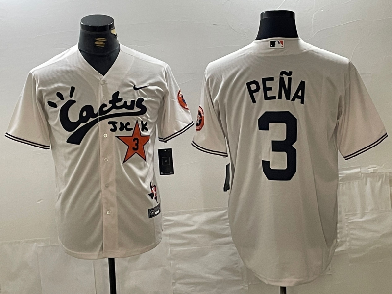 Men’s Houston Astros Jeremy Pena #3 Cream Jersey Joint Edition