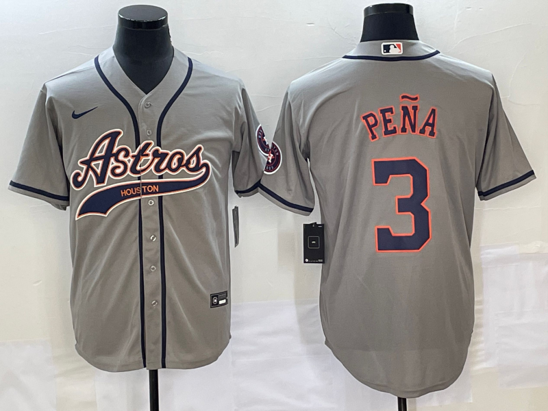 Men’s Houston Astros Jeremy Pena #3 Gray Jersey Joint Edition