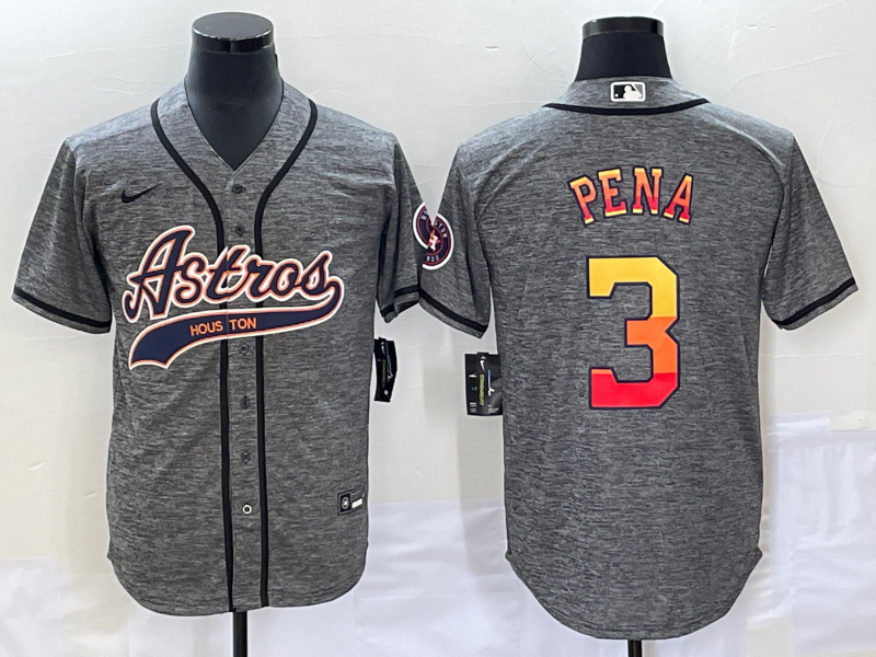 Men’s Houston Astros Jeremy Pena #3 Gray Jersey Joint Edition