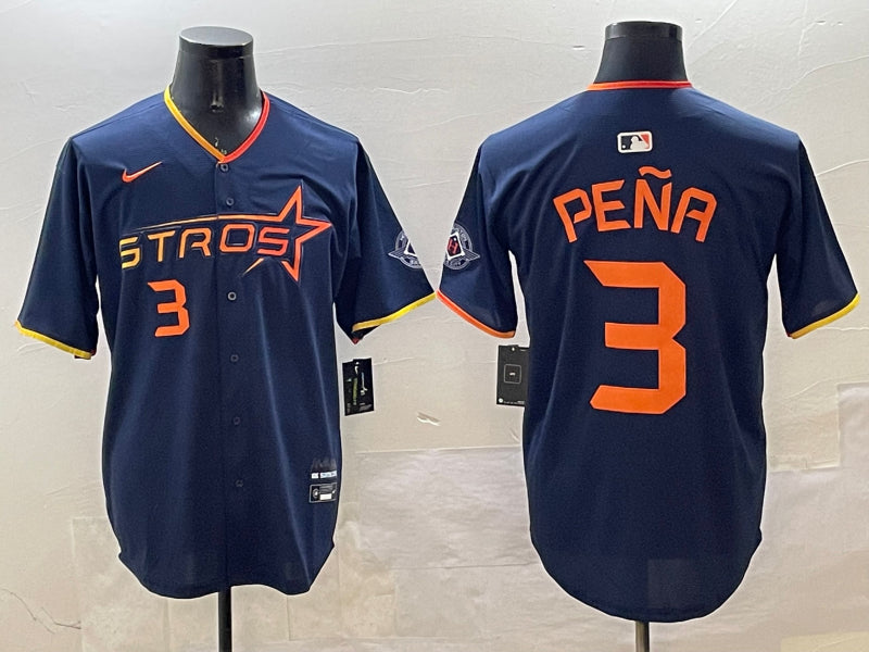 Men’s Houston Astros Jeremy Pena #3 Navy 2025 City Connect Limited Jersey