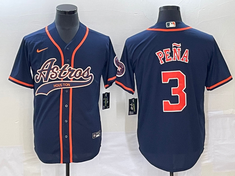 Men’s Houston Astros Jeremy Pena #3 Navy Jersey Joint Edition