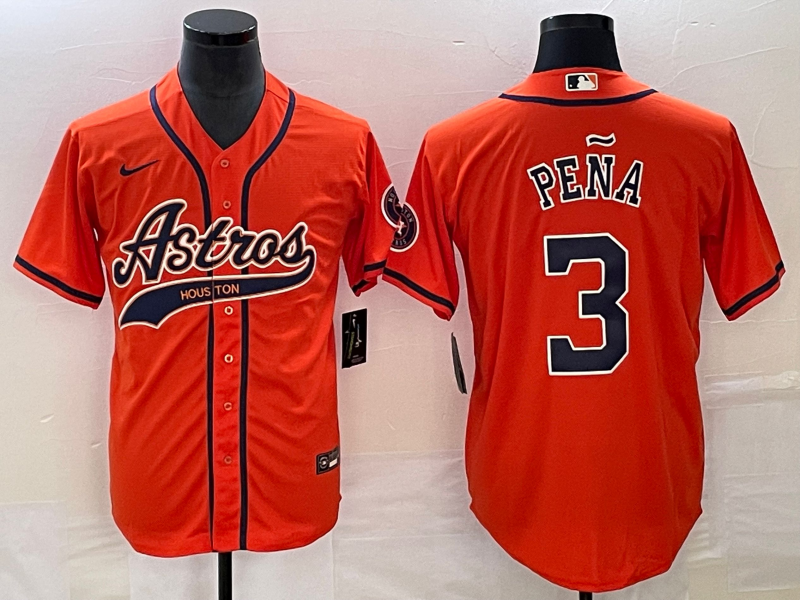 Men’s Houston Astros Jeremy Pena #3 Orange Jersey Joint Edition