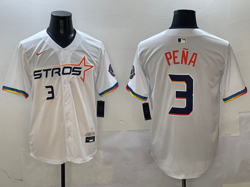Men’s Houston Astros Jeremy Pena #3 White 2025 City Connect Limited Jersey
