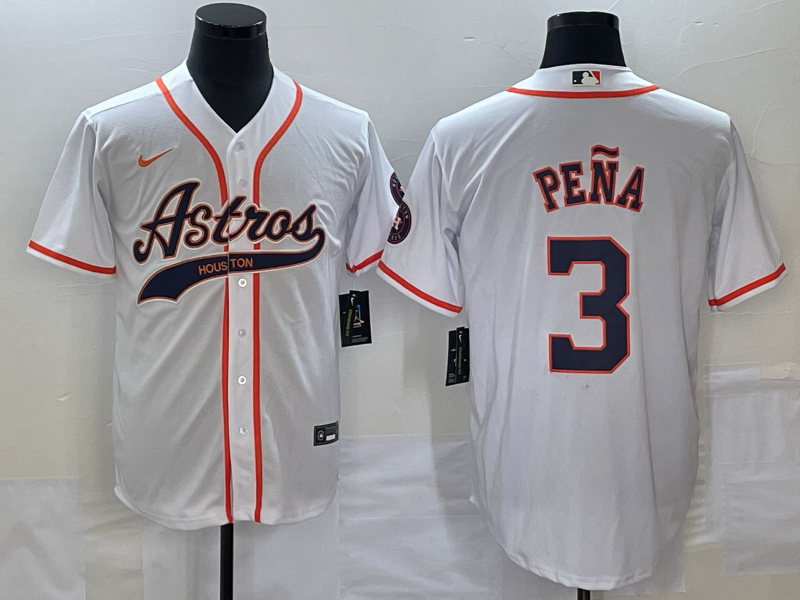 Men’s Houston Astros Jeremy Pena #3 White Jersey Joint Edition