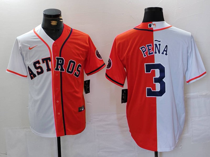 Men’s Houston Astros Jeremy Pena #3 White/Orange Limited Jersey
