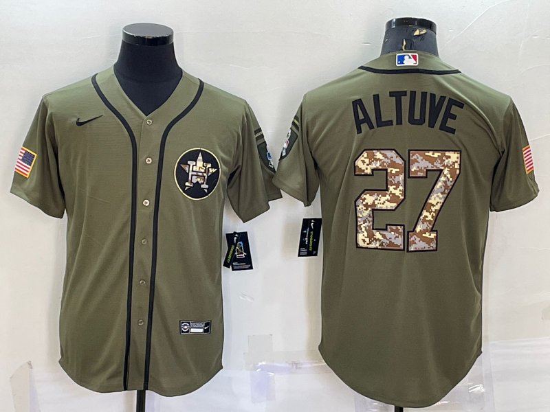Men’s Houston Astros Jose Altuve #27 Army Green Jersey