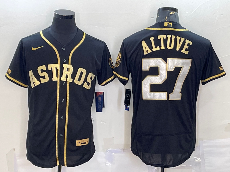 Men’s Houston Astros Jose Altuve #27 Black Baseball Jersey