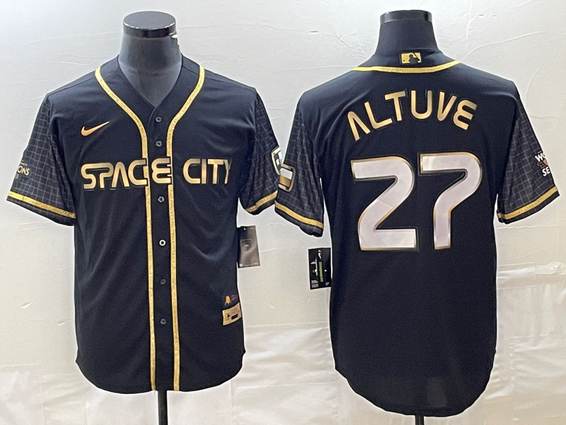 Men’s Houston Astros Jose Altuve #27 Black City Connect Jersey