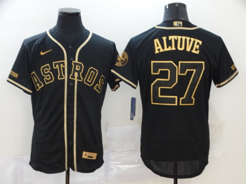 Men’s Houston Astros Jose Altuve #27 Black Stitched Jersey