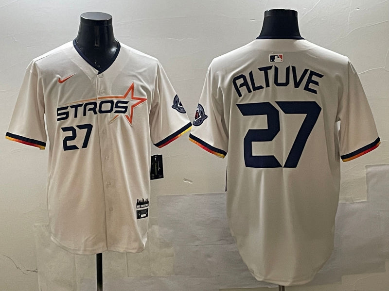 Men’s Houston Astros Jose Altuve #27 Cream 2025 City Connect Limited Jersey