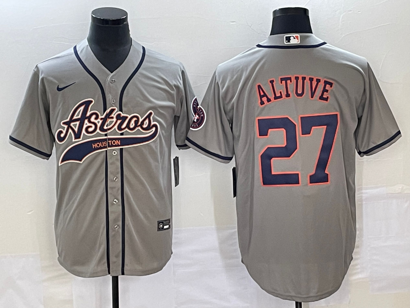 Men’s Houston Astros Jose Altuve #27 Gray Jersey Joint Edition