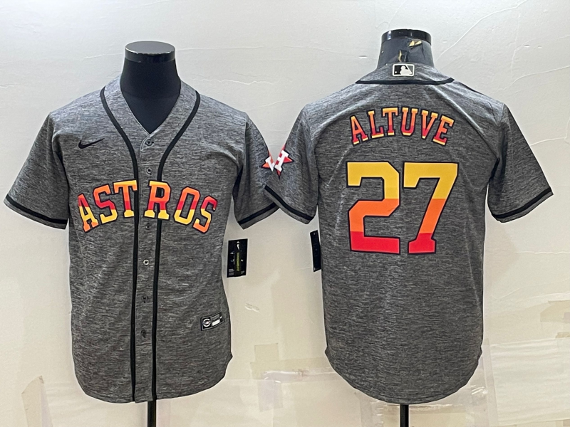Men’s Houston Astros Jose Altuve #27 Gray Jersey