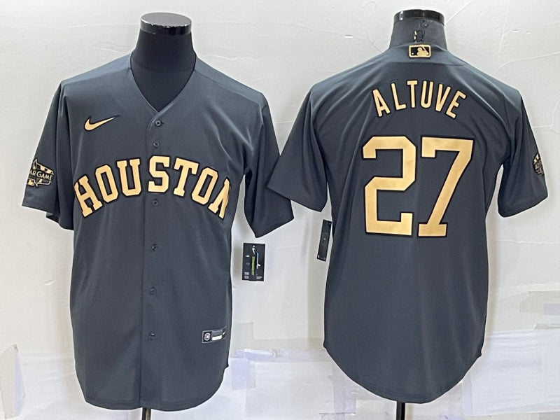 Men’s Houston Astros Jose Altuve #27 Gray Stitched Jersey