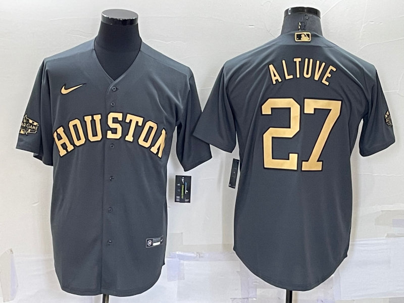 Men’s Houston Astros Jose Altuve #27 Gray Stitched Jersey