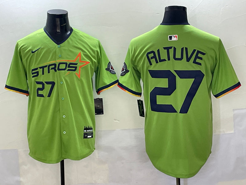 Men’s Houston Astros Jose Altuve #27 Green 2025 City Connect Limited Jersey