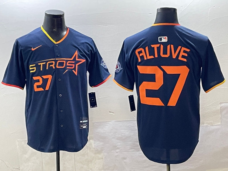 Men’s Houston Astros Jose Altuve #27 Navy 2025 City Connect Limited Jersey