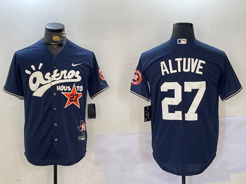 Men’s Houston Astros Jose Altuve #27 Navy Jersey