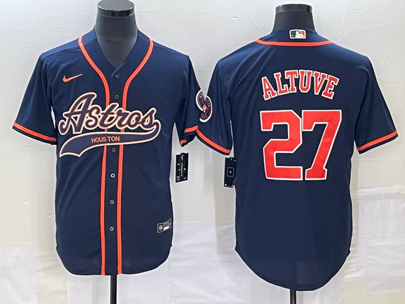 Men’s Houston Astros Jose Altuve #27 Navy Jersey Joint Edition