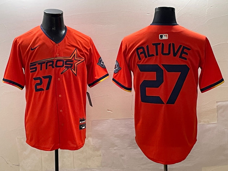 Men’s Houston Astros Jose Altuve #27 Orange 2025 City Connect Limited Jersey