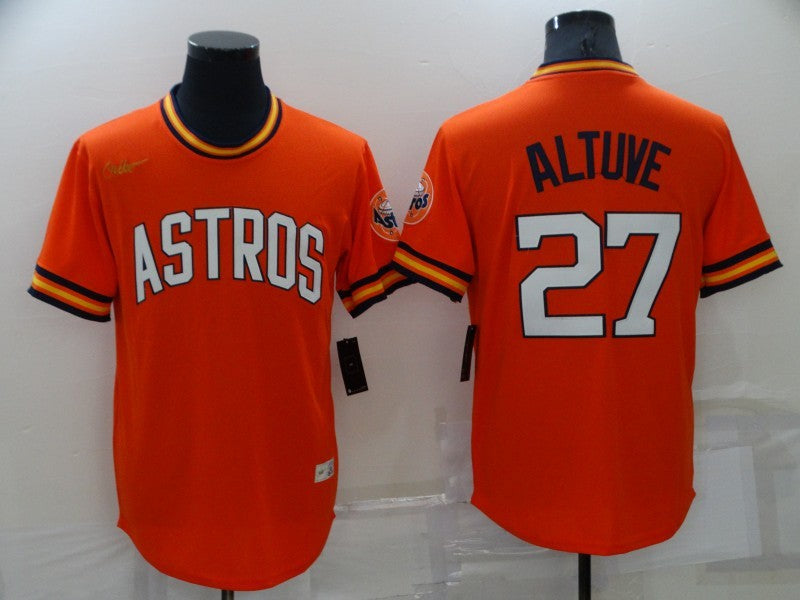 Men’s Houston Astros Jose Altuve #27 Orange Cooperstown Collection Team Jersey