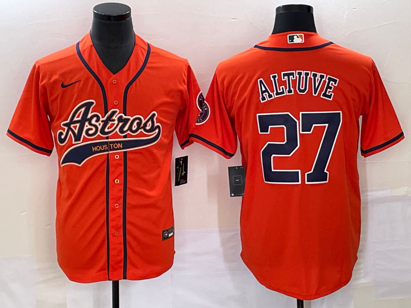 Men’s Houston Astros Jose Altuve #27 Orange Jersey Joint Edition