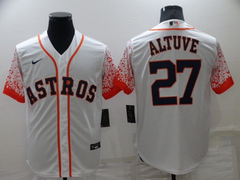 Men’s Houston Astros Jose Altuve #27 White Alternate Jersey