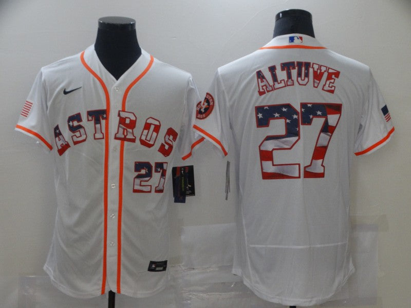 Men’s Houston Astros Jose Altuve #27 White Authentic Jersey