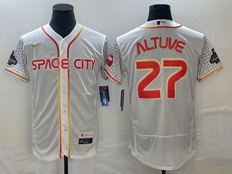 Men’s Houston Astros Jose Altuve #27 White City Connect Jersey