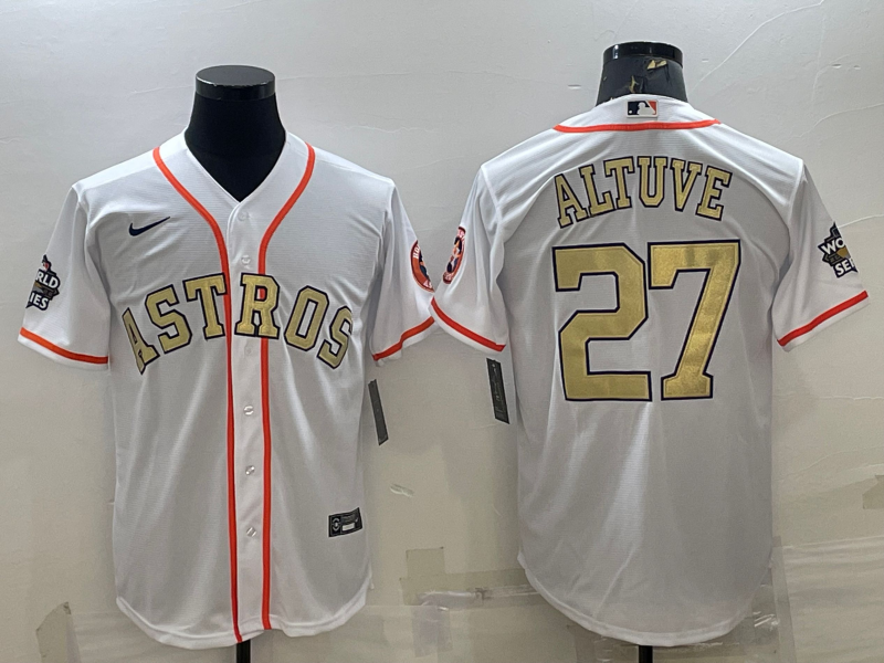 Men’s Houston Astros Jose Altuve #27 White Jersey