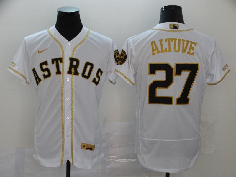 Men’s Houston Astros Jose Altuve #27 White Jersey