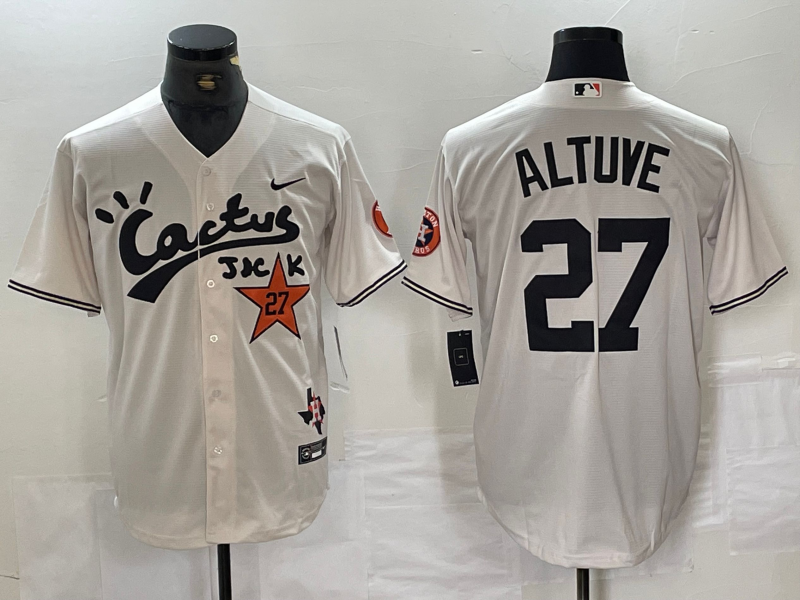 Men’s Houston Astros Jose Altuve #27 White Limited Jersey