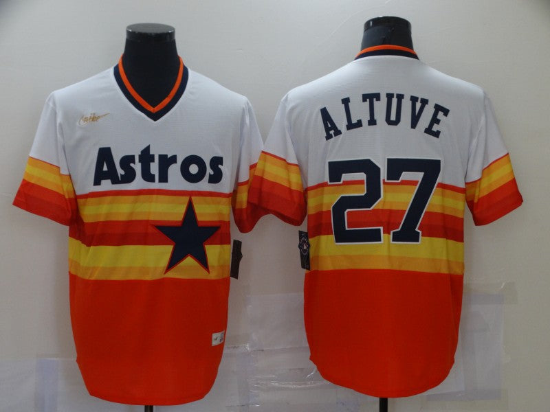 Men’s Houston Astros Jose Altuve #27 White/Orange Baseball Jersey