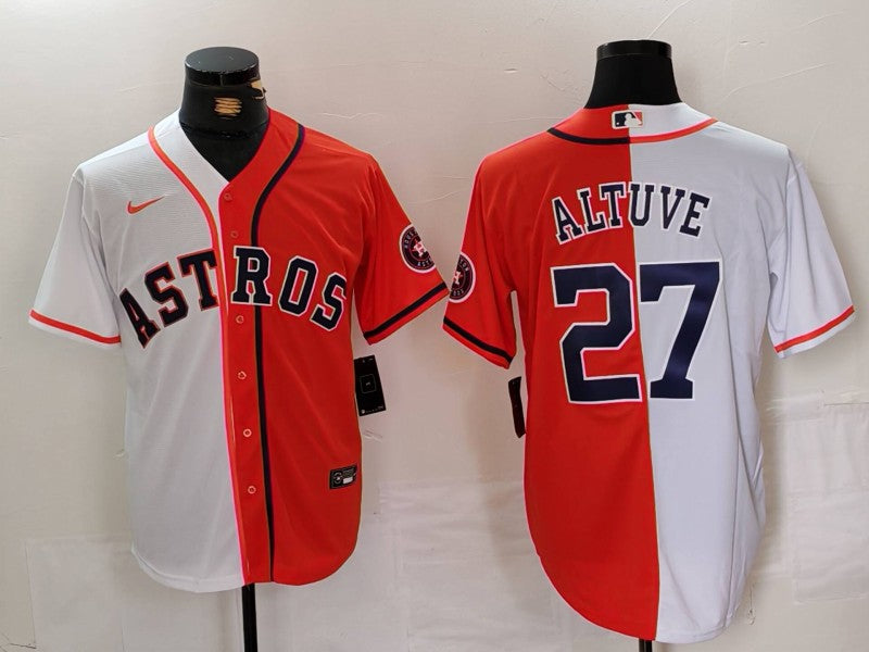 Men’s Houston Astros Jose Altuve #27 White/Orange Limited Jersey