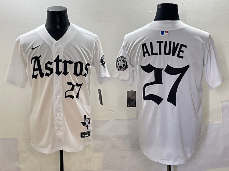 Men’s Houston Astros Jose Altuve #27 White Team Jersey