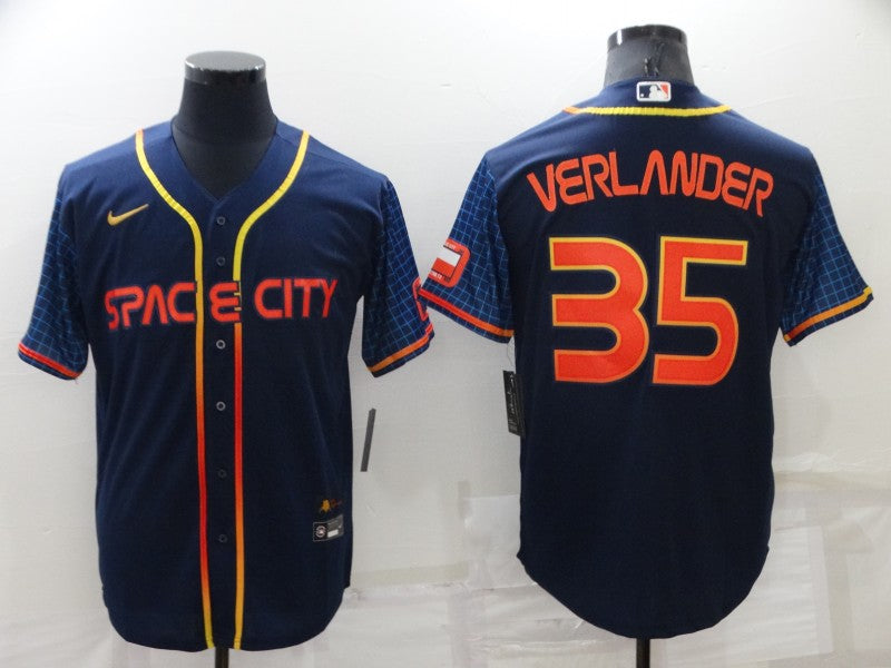 Men’s Houston Astros Justin Verlander #35 Navy Space City Jersey