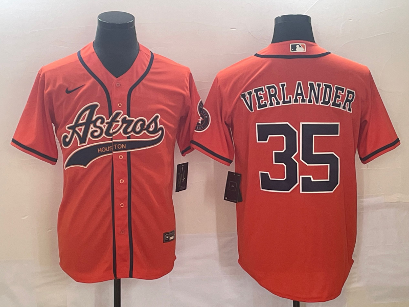 Men’s Houston Astros Justin Verlander #35 Orange Jersey Joint Edition