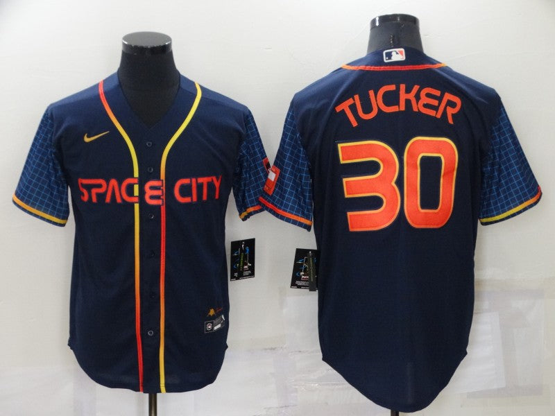 Men’s Houston Astros Kyle Tucker #30 Navy Space City Jersey