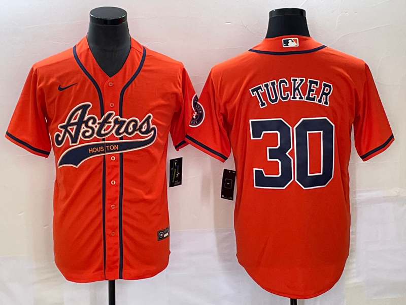 Men’s Houston Astros Kyle Tucker #30 Orange Jersey Joint Edition