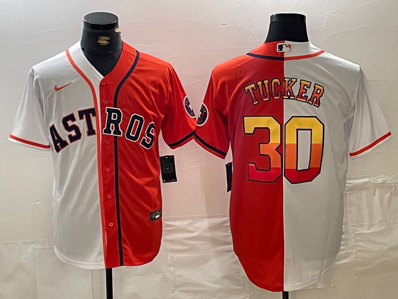 Men’s Houston Astros Kyle Tucker #30 White/Orange Jersey