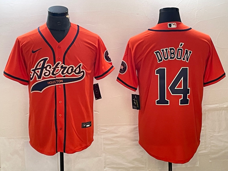 Men’s Houston Astros Mauricio Dubon #14 Orange Jersey Joint Edition