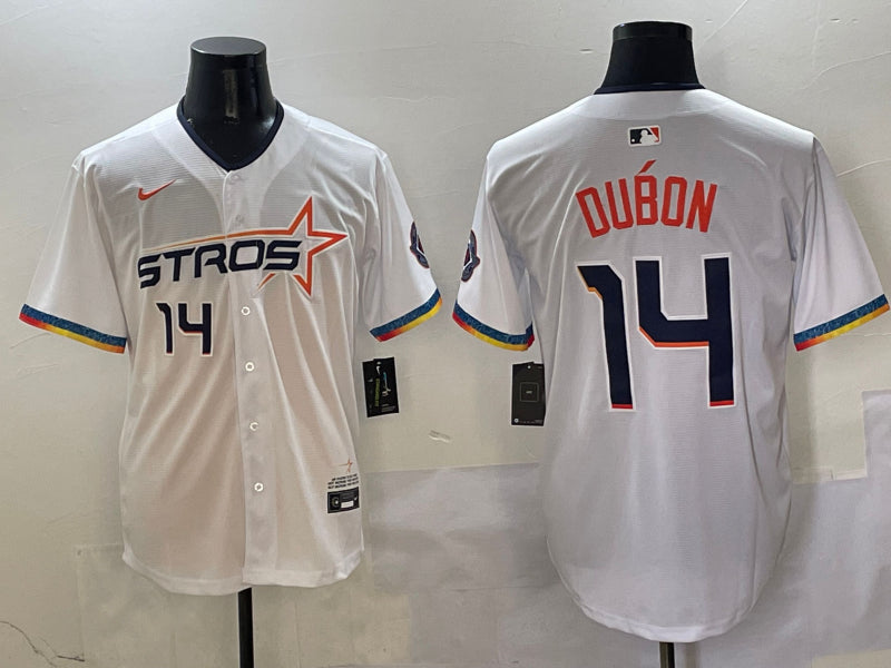 Men’s Houston Astros Mauricio Dubon #14 White 2025 City Connect Limited Jersey