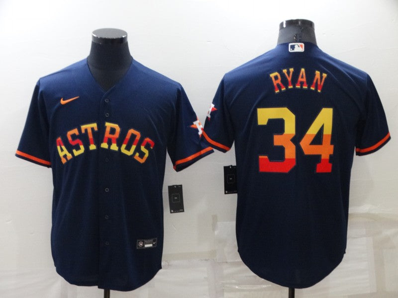 Men’s Houston Astros Nolan Ryan #34 Navy Jersey