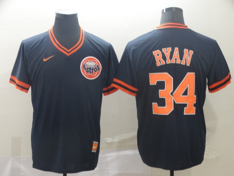 Men’s Houston Astros Nolan Ryan #34 Navy Stitched Jersey