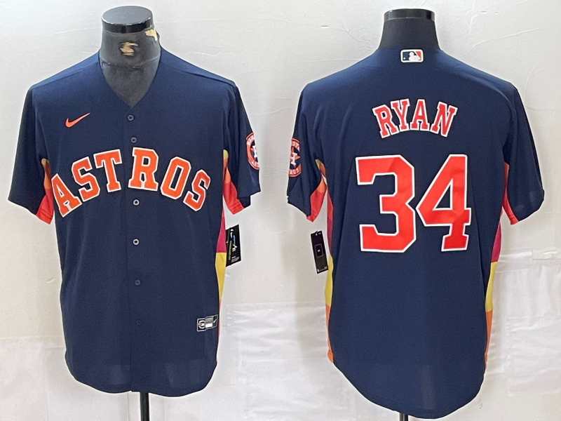 Men’s Houston Astros Nolan Ryan #34 Navy Team Jersey