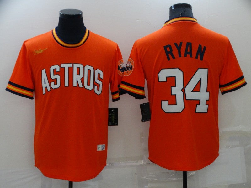 Men’s Houston Astros Nolan Ryan #34 Orange Jersey