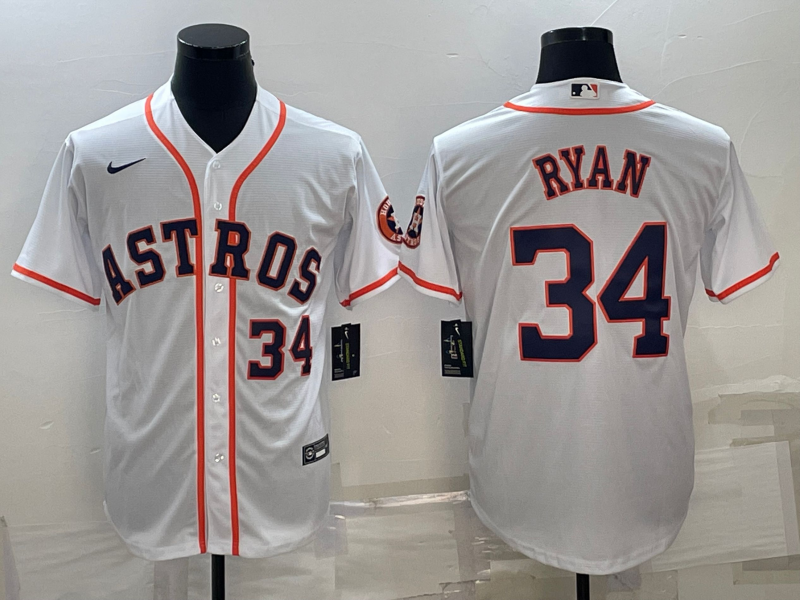 Men’s Houston Astros Nolan Ryan #34 White Jersey