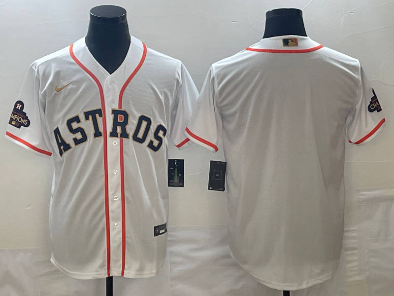 Men’s Houston Astros White 2023 Gold Collection Blank Jersey
